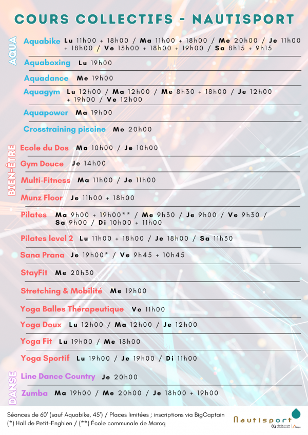 Horaire Cours Co automne 26 A